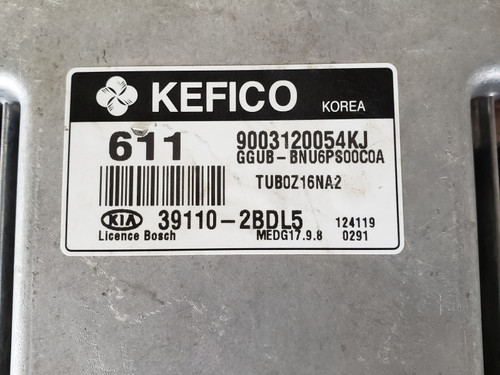 2012-2013 Kia Rio 39110-2BDL5 Computer Brain Engine Control ECU ECM EBX Module