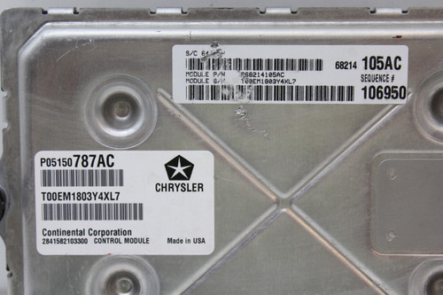 14 2014 Chrysler 300 05150787AC Computer Brain Engine Control ECU ECM EBX Module