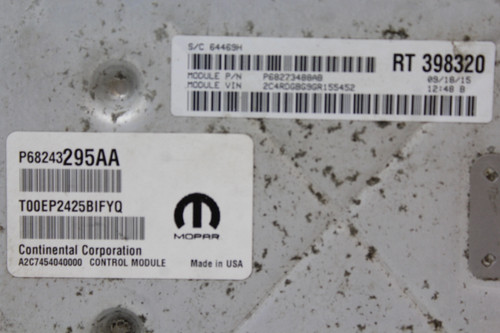 16-20 Dodge Caravan 68243295AA Computer Brain Engine Control ECU ECM EBX Module