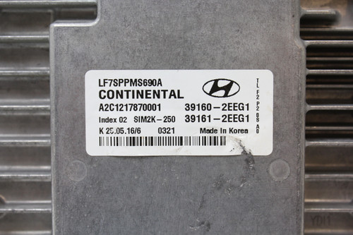 16 17 Hyundai Sonata 39161-2EEG1 Computer Engine Control ECU ECM EBX Module