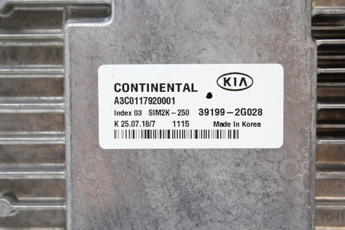19 2019 Kia Optima 39199-2G028 Computer Brain Engine Control ECU ECM EBX Module