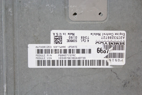 08 2008 Dodge Caliber 68027157AC Computer Brain Engine Control ECU ECM Module