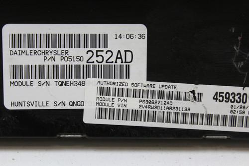 08-10 Dodge Caravan 05150252AD Computer Brain Engine Control ECU ECM EBX Module