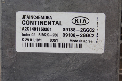 16-18 Kia Optima 39108-2GGC2 Computer Brain Engine Control ECU ECM EBX Module
