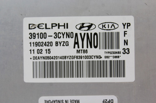15 2015 Kia Sedona 39100-3CYN0 Computer Brain Engine Control ECU ECM EBX Module