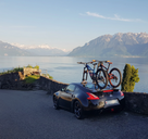 Talon - Single Bike Rack 2-PACK Edition installed on the rear window of a Nissan 370z