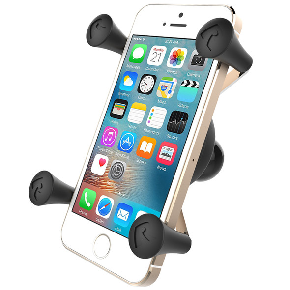 RAM Mounts RAM-HOL-UN7BU Universal X-Grip Cell Phone Holder with iPhone in cradle