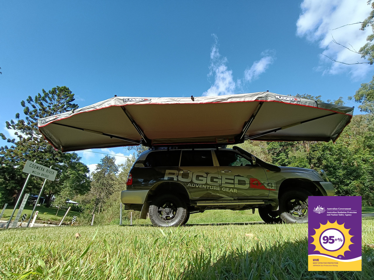 Rugged 4x4 Platinum 2.5m 180 Semi Automatic Opening Awning (Fabric UVE95+%)