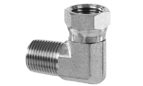 3/8" Pipe to 1/2" Pipe Swivel Elbow 90° Degree Hydraulic Adapter