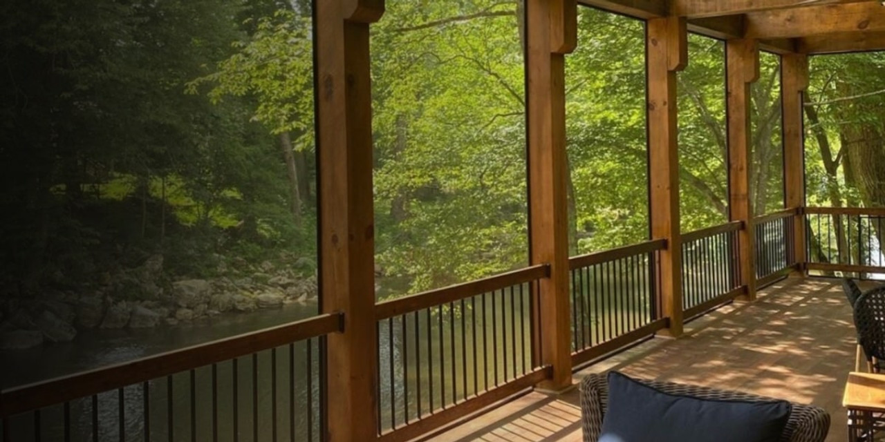 Porch screening system that covers entire porch