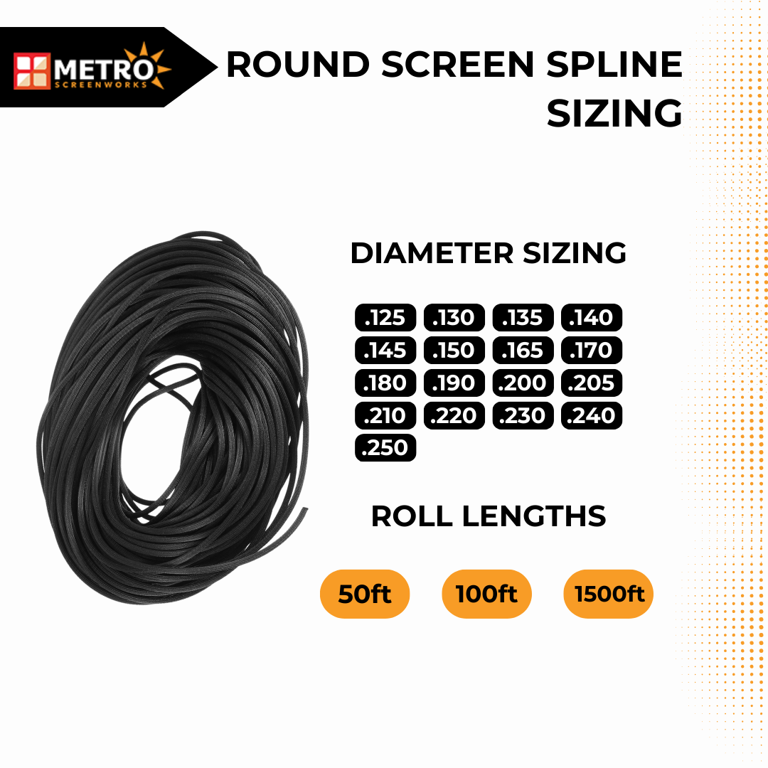 Screen Spline Size Chart