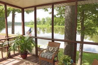 Interior of a porch with Aluminum standard screen 
