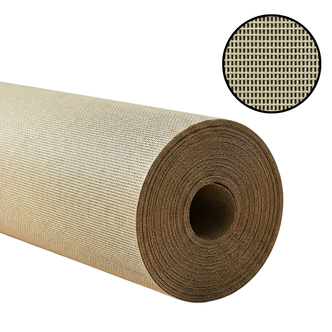 A roll of Almond Phifertex with swatch sample in the corner