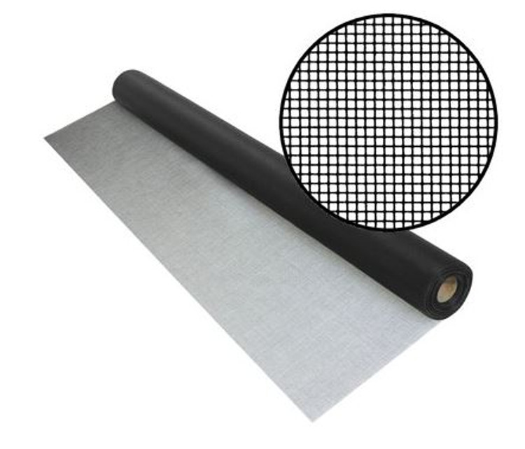 Roll of pool and patio screen mesh with swatch sample