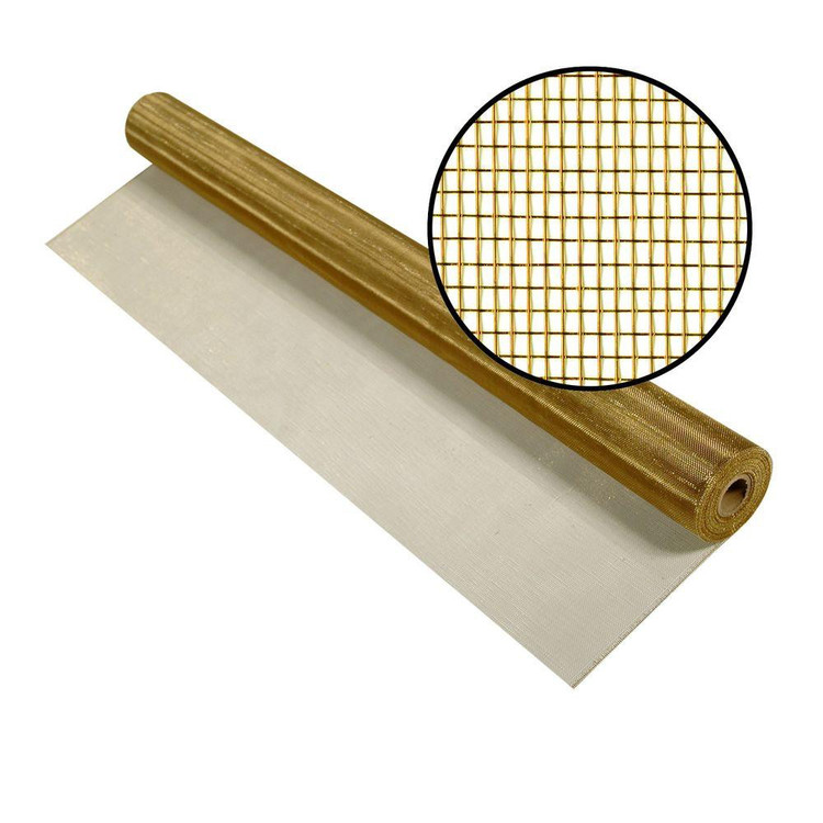 Roll of the Brite Bronze screen mesh with swatch sample 