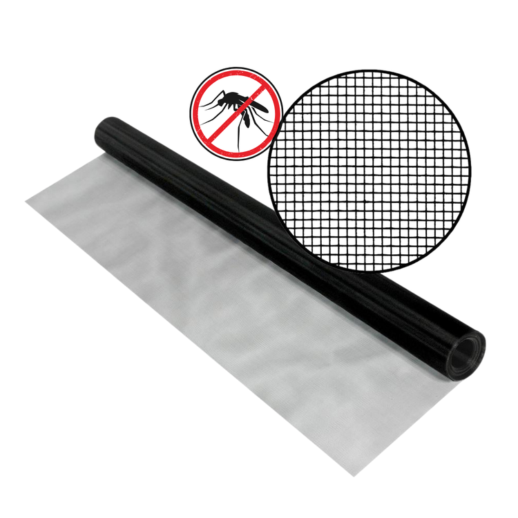 Aluminum insect screen promotional graphic featuring woven 24x22 aluminum mesh designed for tiny insect protection, ideal for porches, windows, and doors, with features like excellent visibility, durability, and easy installation.