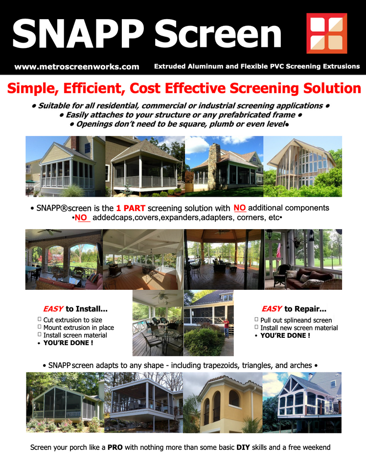 SNAPP Aluminum Track Porch Screen Kit for Screened-In Porches