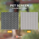 Color swatches for pet screen mesh. Available in black and gray. Durable, claw-resistant screen fabric designed for pet-heavy households and outdoor use.