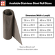Stainless steel roll sizes