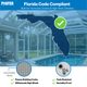 Map of Florida with screened pool enclosure showing fiberglass screen mesh that meets Florida building code and climate requirements.