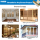 Examples of Phifer Brite Bronze screen mesh used on windows, sliding screen doors, porches, and patio enclosures in residential settings.