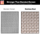 Stainless Steel is stronger than standard screen mesh 