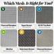 Choose the screen mesh that matches your needs 
