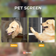 Before and after photos showing the difference between a damaged standard screen and a durable pet-resistant screen. Reinforced mesh prevents tears from dogs and withstands claw pressure. Before and after photos showing the difference between a damaged standard screen and a durable pet-resistant screen. Reinforced mesh prevents tears from dogs and withstands claw pressure.
