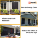 90% solar mesh screens installed on various homes. Image highlights reduced indoor heat, increased privacy, and long-lasting fade resistance—ideal for residential energy efficiency.