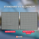 Side-by-side comparison of standard insect screen vs. aluminum screen for tiny insects, showing tighter weave and enhanced mesh density that helps block gnats, no-see-ums, and other small bugs.