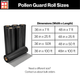Pollen guard roll sizes 
