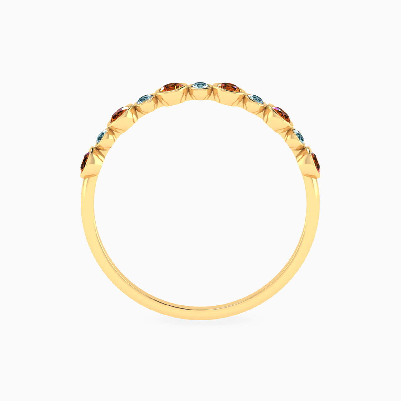 Round Shaped Colored Stones Statement Ring in 18K Gold - 4 Round Shaped Colored Stones Statement Ring in 18K Gold - 4