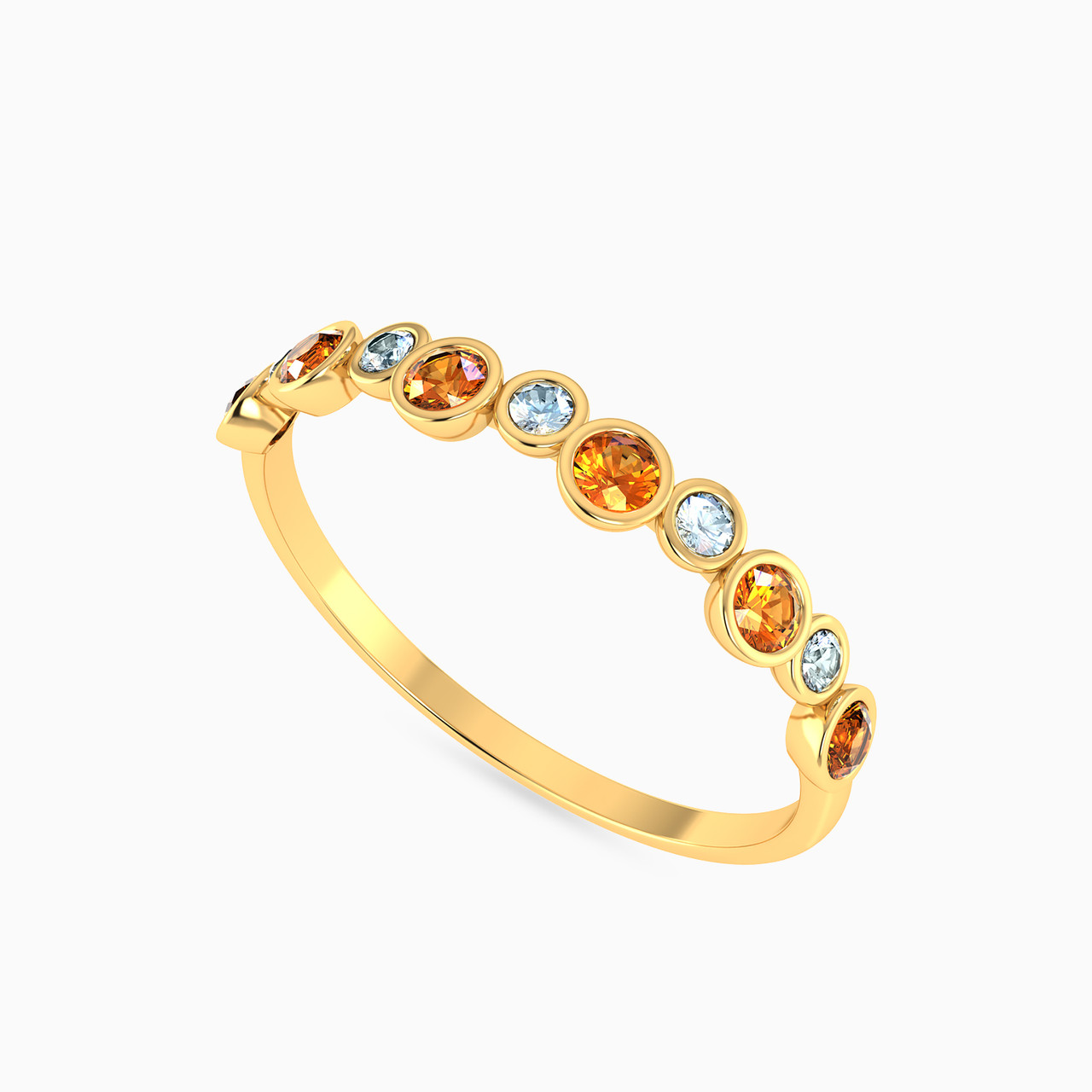 Round Shaped Colored Stones Statement Ring in 18K Gold - 3 Round Shaped Colored Stones Statement Ring in 18K Gold - 3