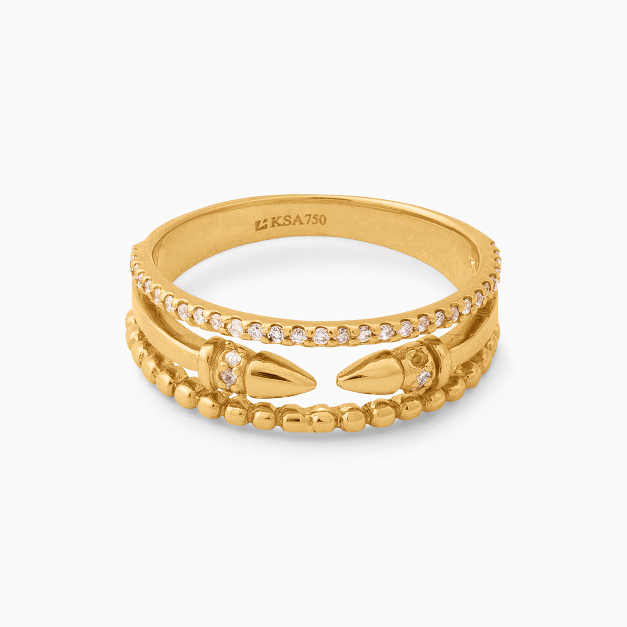 Textured Clear Stone Ring in 18K Gold Textured Clear Stone Ring in 18K Gold
