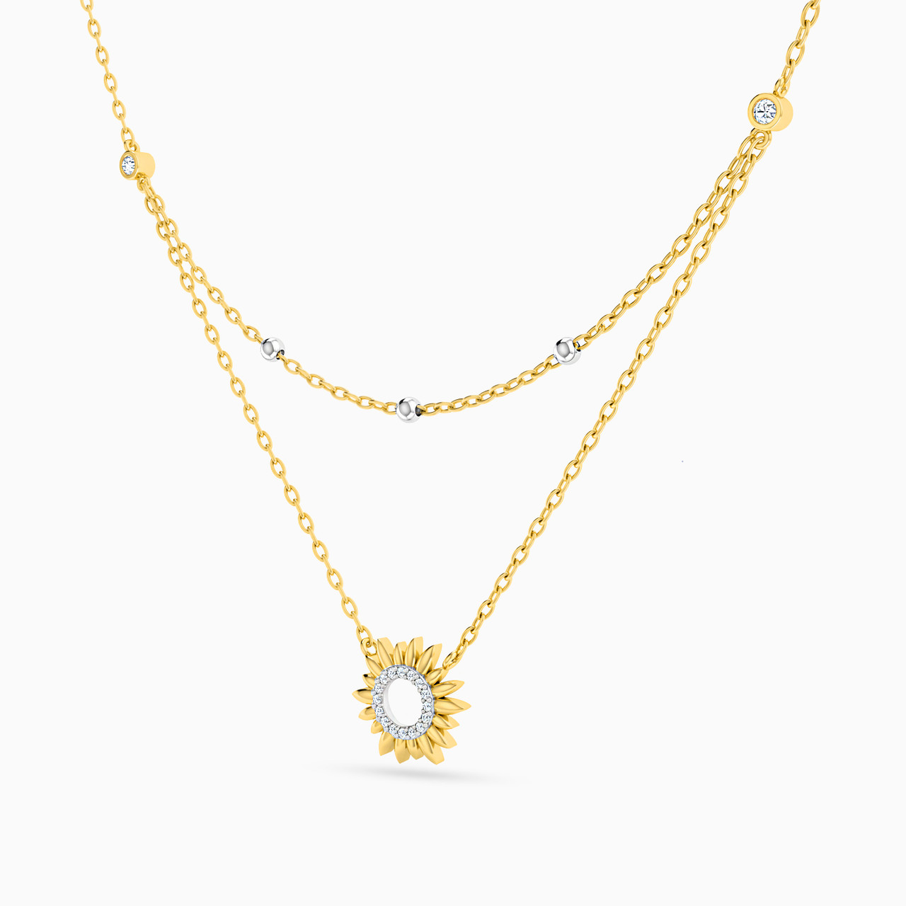 Sun Layered Necklace in 18K Gold - 2 Sun Layered Necklace in 18K Gold - 2
