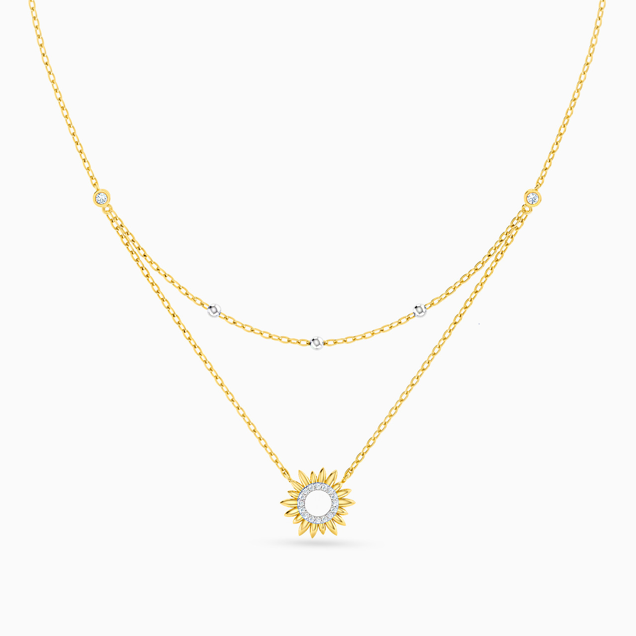 Sun Layered Necklace in 18K Gold - 3 Sun Layered Necklace in 18K Gold - 3