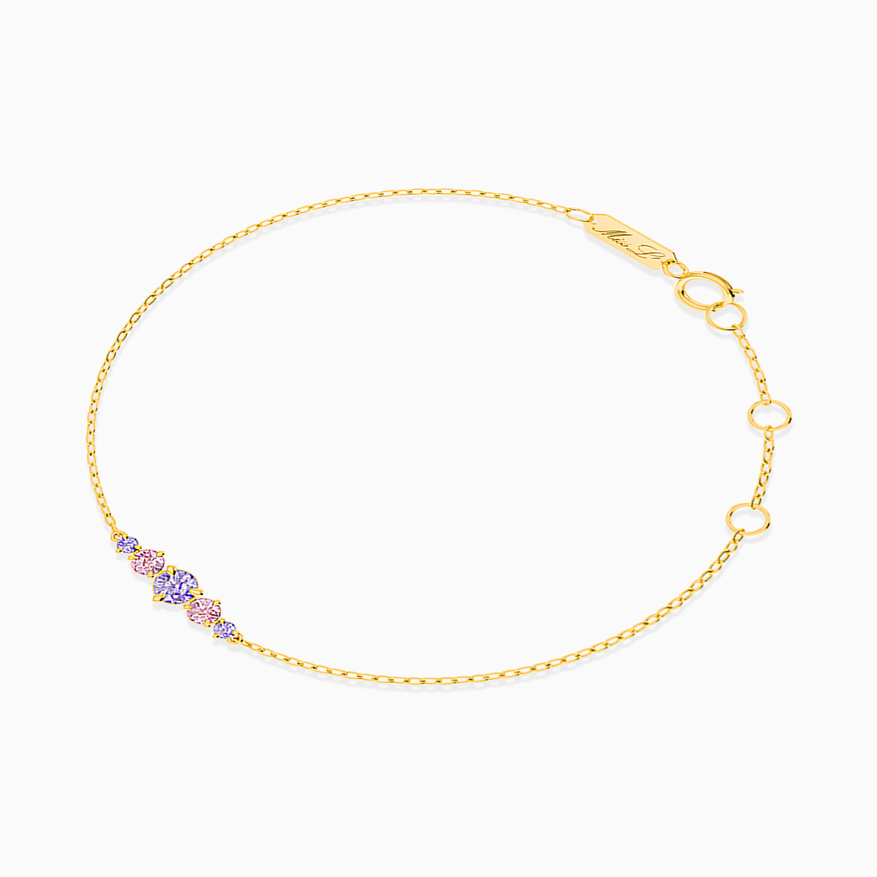 Circle Colored Stones Chain Bracelet in 18K Gold - 2