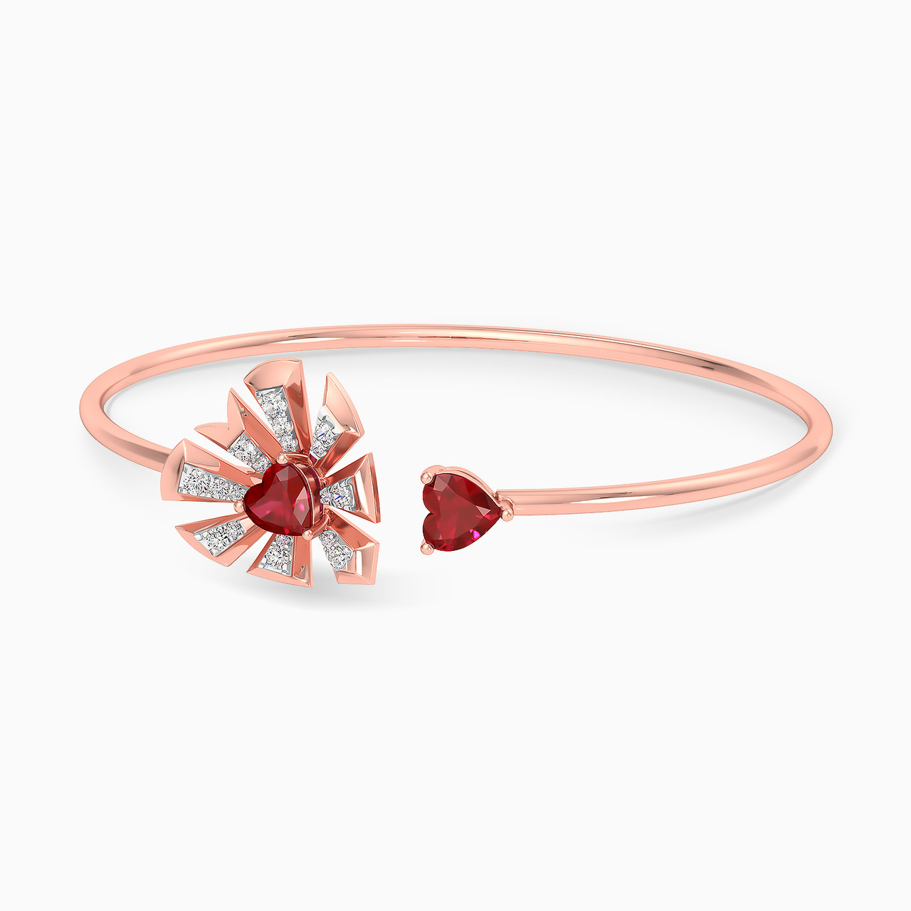 Heart Diamond Bangle Bracelet in 18K Gold | L'azurde UAE