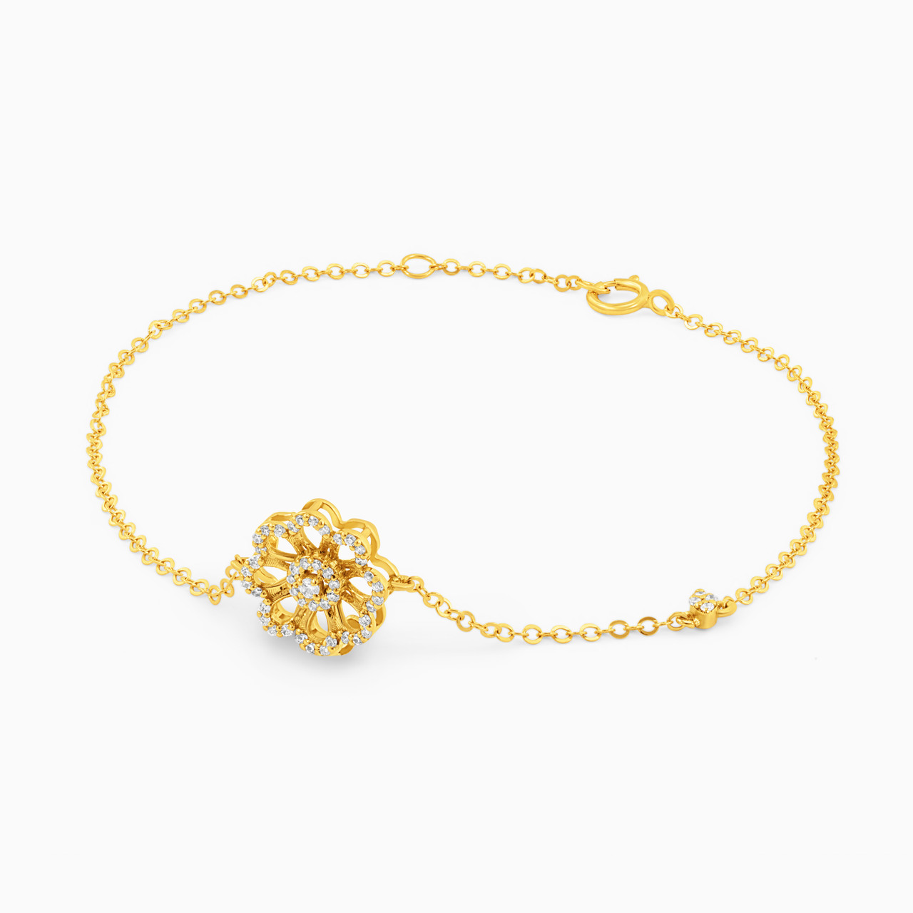 Flower Diamond Chain Bracelet in 18K Gold - 2 Flower Diamond Chain Bracelet in 18K Gold - 2