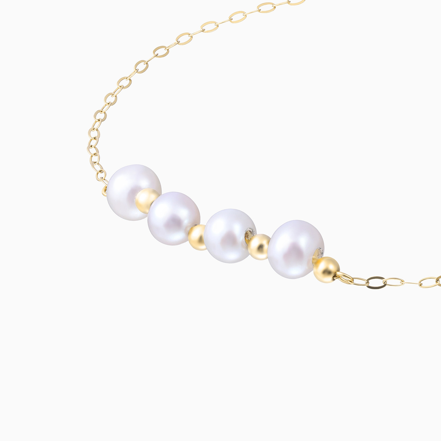 Round Pearl Chain Bracelet in 18K Gold - 4 Round Pearl Chain Bracelet in 18K Gold - 4