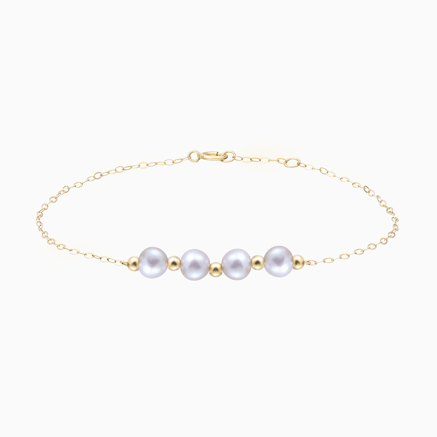 Round Pearl Chain Bracelet in 18K Gold Round Pearl Chain Bracelet in 18K Gold