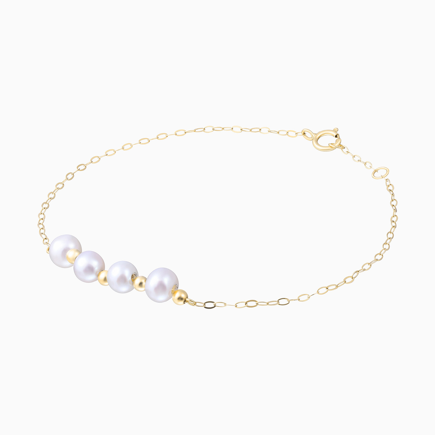 Round Pearl Chain Bracelet in 18K Gold - 3 Round Pearl Chain Bracelet in 18K Gold - 3