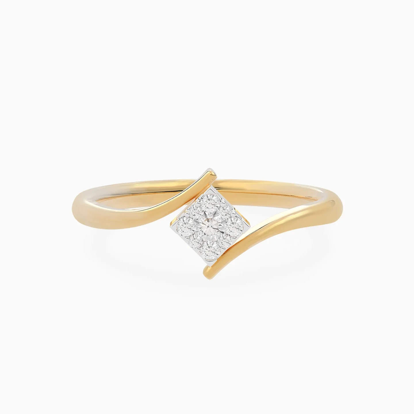 Tilted Square Cluster Diamond Bypass Ring in 18K Gold Tilted Square Cluster Diamond Bypass Ring in 18K Gold