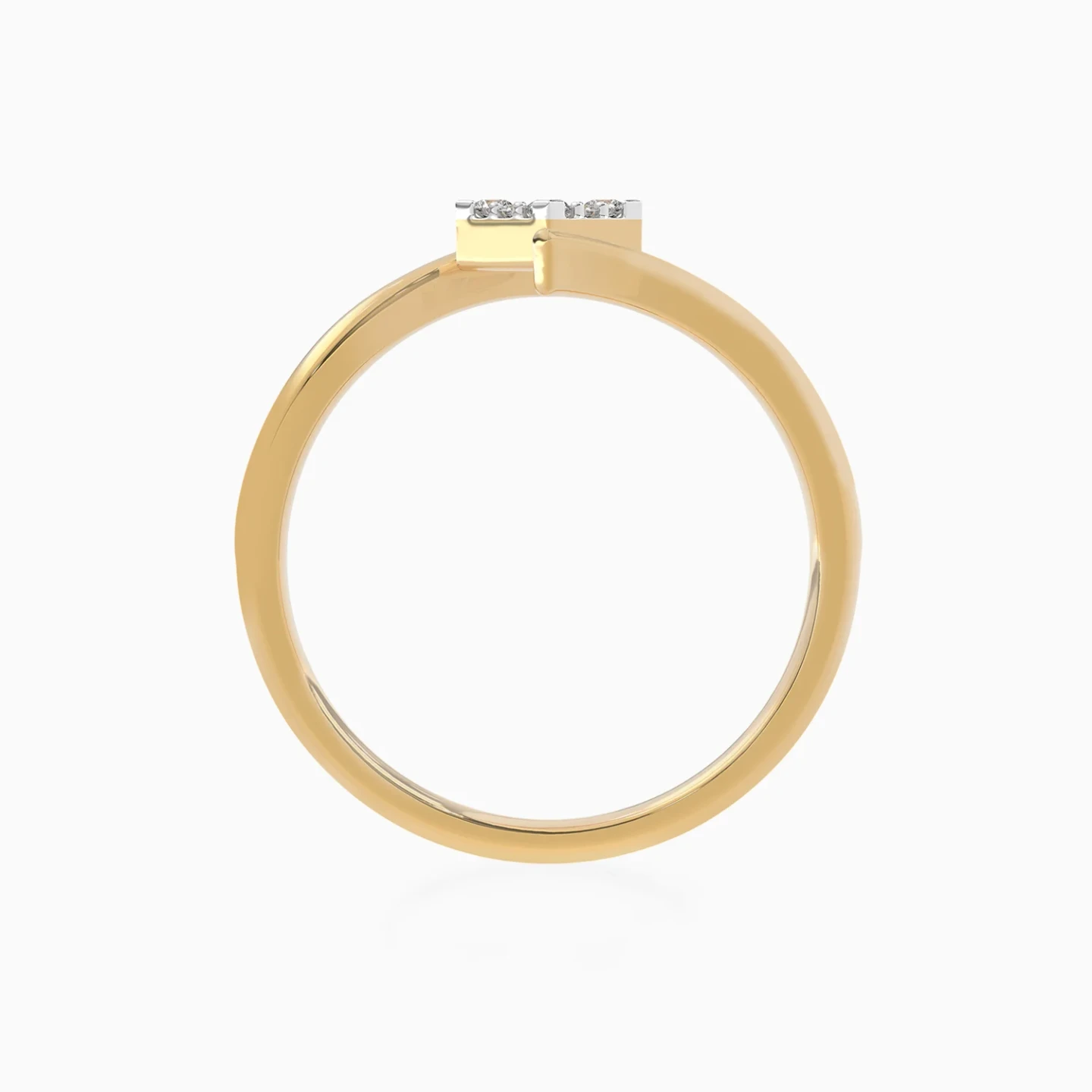 Tilted Square Cluster Diamond Bypass Ring in 18K Gold - 4 Tilted Square Cluster Diamond Bypass Ring in 18K Gold - 4