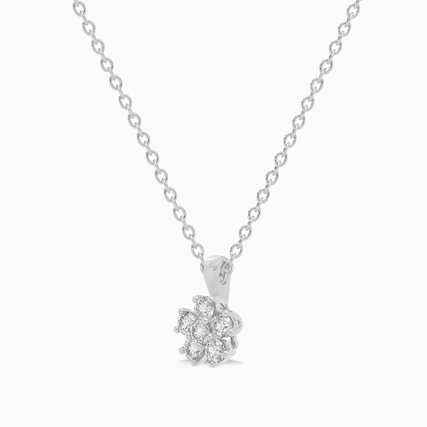 Floral Cluster Diamond Necklace in 18K Gold - 2 Floral Cluster Diamond Necklace in 18K Gold - 2