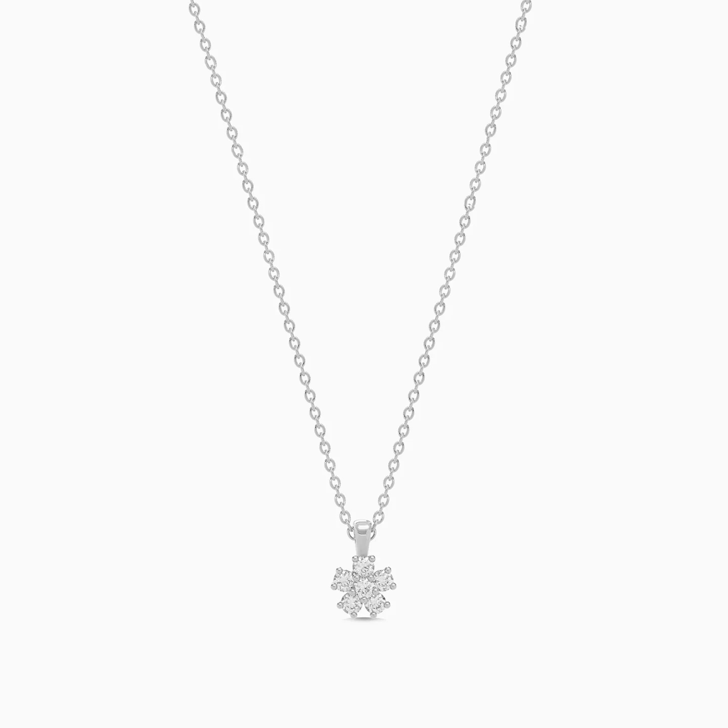 Floral Cluster Diamond Necklace in 18K Gold - 4 Floral Cluster Diamond Necklace in 18K Gold - 4
