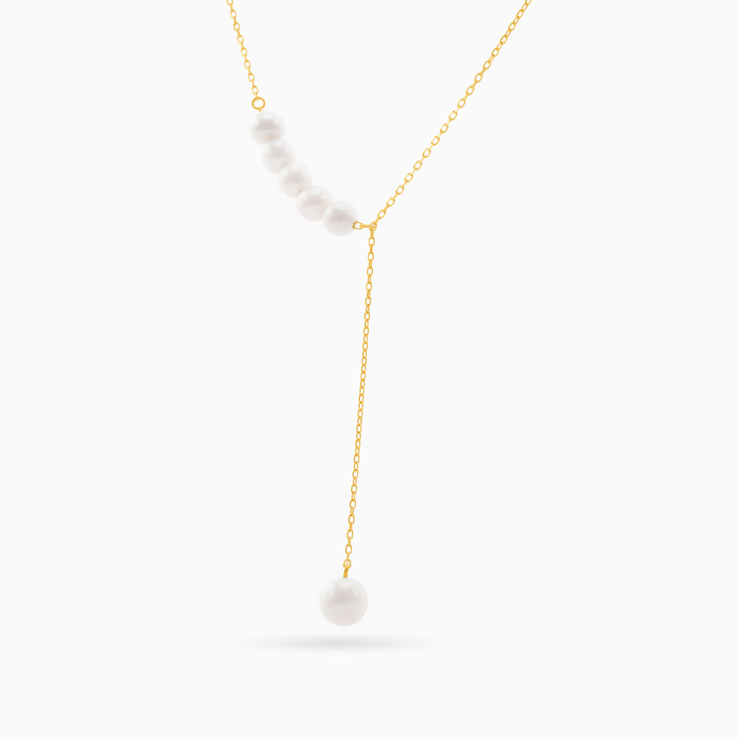 سلسلة ذهب عيار 18 قيراط مزينة باللؤلؤ   - 2