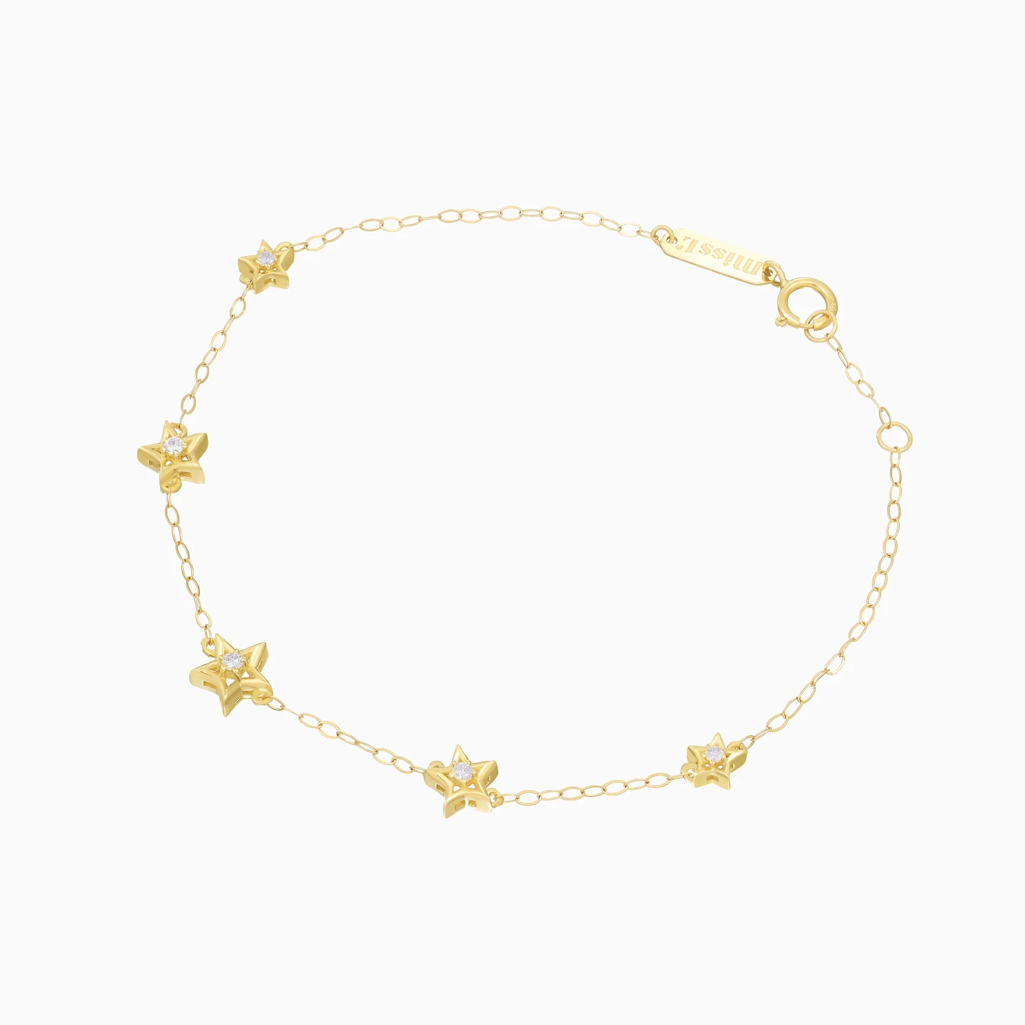 Star Motifs Diamond Chain Bracelet in 18K Gold - 3 Star Motifs Diamond Chain Bracelet in 18K Gold - 3