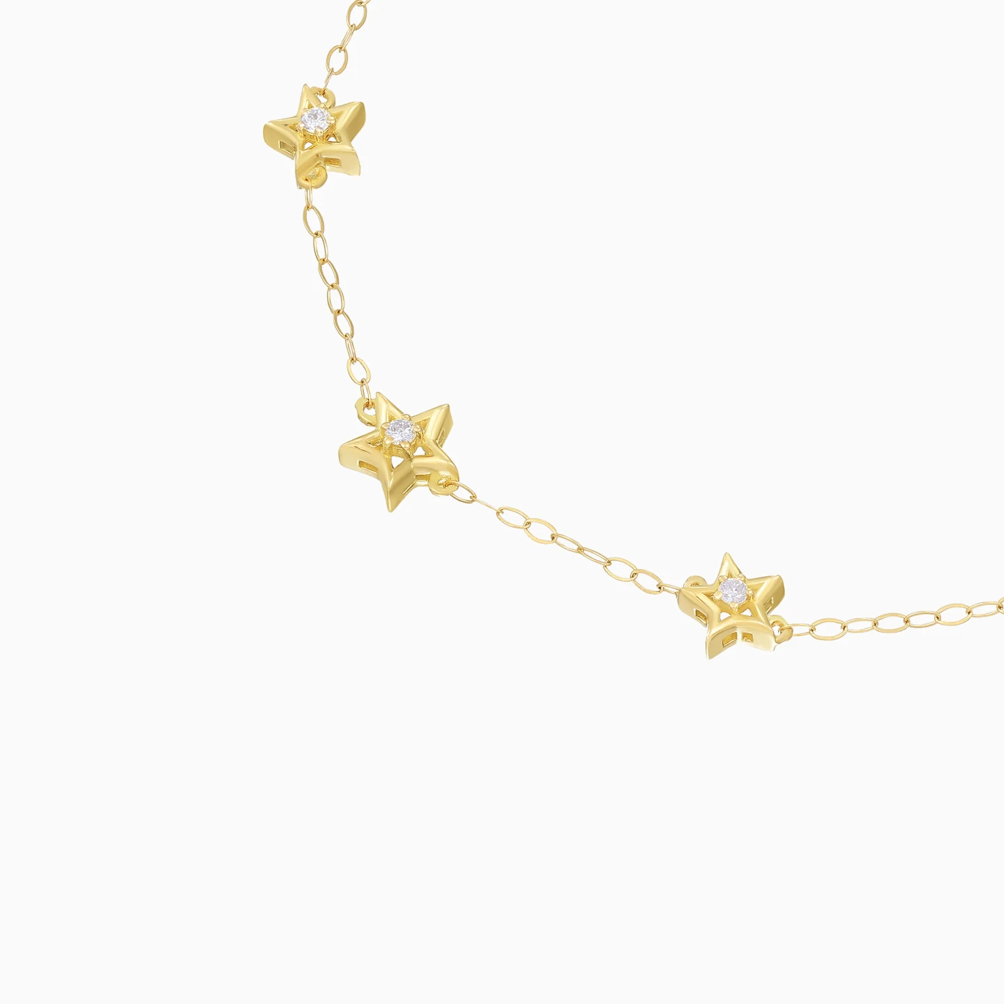 Star Motifs Diamond Chain Bracelet in 18K Gold - 4 Star Motifs Diamond Chain Bracelet in 18K Gold - 4