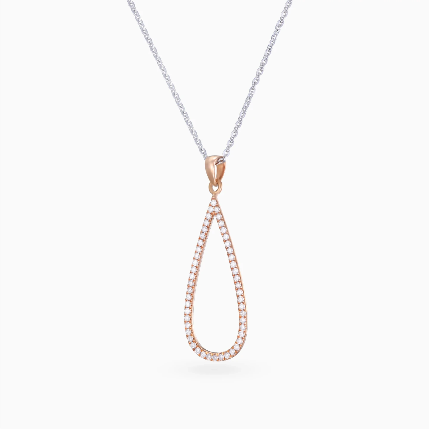 Elongated Teardrop Diamond Necklace in 18K Gold - 2 Elongated Teardrop Diamond Necklace in 18K Gold - 2